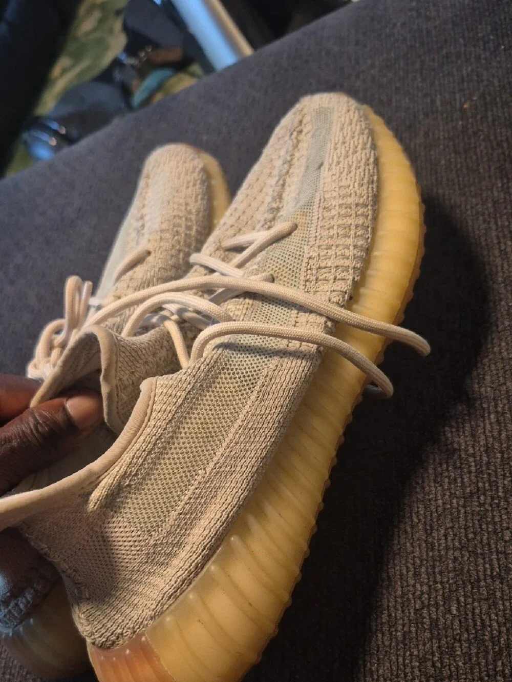 adidas Men’s Beige/Tan Yeezy-style Knit Sneakers